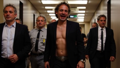 AI-generated film still from Me-Me exploring identity and unlived destinies in Milan